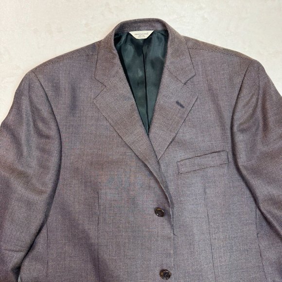 Pronto Uomo Men's 44 Long Brown Suit Silk & Wool Business Blazer Coat Jacket - Picture 2 of 16